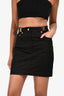 Fendi Black Denim Mini Skirt with Gold FF Detail Size 38