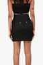 Fendi Black Denim Mini Skirt with Gold FF Detail Size 38