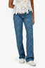 Pre-Loved Chanel™ Fall/Winter 2024 Blue Floral Denim Straight Leg Jeans Size 34