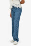 Pre-Loved Chanel™ Fall/Winter 2024 Blue Floral Denim Straight Leg Jeans Size 34