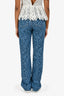 Pre-Loved Chanel™ Fall/Winter 2024 Blue Floral Denim Straight Leg Jeans Size 34