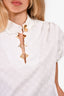 Louis Vuitton White Floral Embroidered 'Frill' Blouse with Gold Buttons Size 36