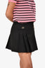 Sandro Black Pleated Mini Skirt with Gold Logo Size 1