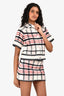 Christian Dior 2022 Navy Blue/Red Chek'n'Dior Short Sleeve Jacket (Size 4) + Mini Skirt Set (Size 2)