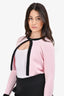 T by Alexander Wang Pink/Black Trim Cropped Cardigan Size S