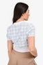 T by Alexander Wang Blue/White Gingham Crystal Logo Cardigan Size M