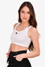 Prada White Cotton Cropped Racerback Logo Tank Top Size 38
