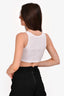 Prada White Cotton Cropped Racerback Logo Tank Top Size 38