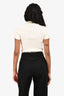 T by Alexander Wang Cream Ribbed Logo Band Short Sleeves Top Size S