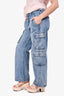Denim Forum Blue Denim The 90's Millie High Raise Cargo Style Jeans Size 28