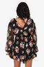 Zimmermann Black Floral L/S V-Neck Romper Size 0