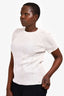 Pre-Loved Chanel™ White Cotton/Linen Ribbed T Shirt Size 50