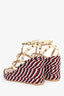 Valentino Yellow/Multicolour Striped Espadrille Wedge 'Torchon 105' Sandals Size 39