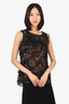 Oscar De La Renta Black Lace Sleeveless Top Size 6