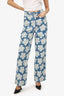 Kenzo Blue/White Flower Print Wide Leg Jeans Size 26