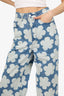 Kenzo Blue/White Flower Print Wide Leg Jeans Size 26