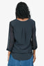 Judith & Charles Navy Silk 3/4 Sleeve Sheer Panel Blouse Size 4