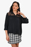 Nina Ricci Black Silk Lace Blouse Size 42