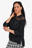 Nina Ricci Black Silk Lace Blouse Size 42