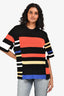 Proenza Schouler Black/Red Colour Block Crochet Knit Boxy Top Size S