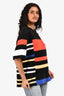 Proenza Schouler Black/Red Colour Block Crochet Knit Boxy Top Size S