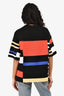 Proenza Schouler Black/Red Colour Block Crochet Knit Boxy Top Size S