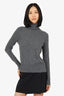 Equipment Grey Cashmere Ribbed Knit Turtleneck Sweater Size S