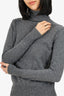 Equipment Grey Cashmere Ribbed Knit Turtleneck Sweater Size S