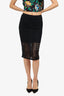 T By Alexander Wang Black Perforated Jersey Pencil Skirt Size X-Small