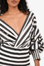 Johanna Ortiz White/Grey Striped Sequin V-Neck Blouse Size 0