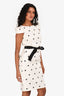 CH Carolina Herrera White Polka Dot Belted Dress Size 2