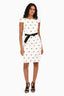 CH Carolina Herrera White Polka Dot Belted Dress Size 2