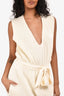 Celine Cream Ribbed Belted Midi Dress Size XS
