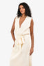 Celine Cream Ribbed Belted Midi Dress Size XS