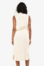 Celine Cream Ribbed Belted Midi Dress Size XS