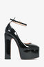 Valentino Black Patent Platform 'Tan-Go 120' Heels Size 37.5