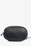 Bottega Veneta Vintage Navy Blue Intrecciato Leather Crossbody Drawstring Bag (As Is)