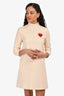 Christian Dior Cream Wool/Silk 3/4 Sleeve Heart Dress Size 6 US
