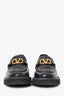 Valentino Black Leather VLogo Medallion Loafers Size 39