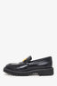 Valentino Black Leather VLogo Medallion Loafers Size 39