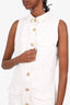 Balmain White Denim Gold Button Sleeveless Mini Dress Size 40