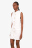 Balmain White Denim Gold Button Sleeveless Mini Dress Size 40