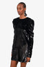 Saint Laurent Black Metallic Long Sleeve Mini Dress Size 40