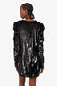 Saint Laurent Black Metallic Long Sleeve Mini Dress Size 40
