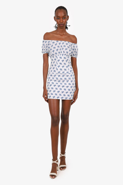 Caroline Constas White/Blue Floral Print Mini Dress Size XS – Mine & Yours