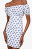 Caroline Constas White/Blue Floral Print Mini Dress Size XS