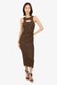 Nanushka Brown/Black Animal Ruched Sleeveless Dress Size X-Small