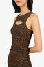 Nanushka Brown/Black Animal Ruched Sleeveless Dress Size X-Small