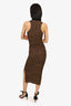 Nanushka Brown/Black Animal Ruched Sleeveless Dress Size X-Small