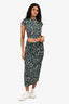 Isabel Marant Etoile Navy Printed 'Jeldia' Crop Top + Midi Skirt Set Size 38